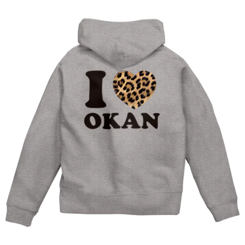 I love okanヒョウ柄 Zip Hoodie