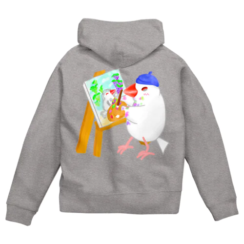 芸術の秋文鳥 Zip Hoodie