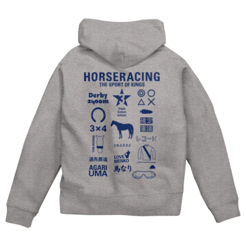 HORSERACING GRAPHICS 紺 Zip Hoodie