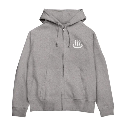 温泉マーク(白) Zip Hoodie