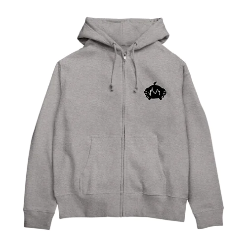 文庫むすび ロゴ無/濃色 シルエット Zip Hoodie