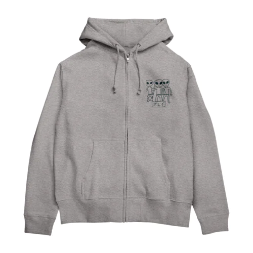 宇宙人家族グレイ Zip Hoodie