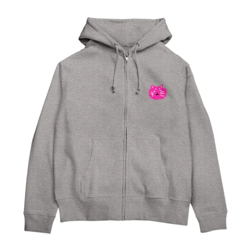 猫のマゼンタ Zip Hoodie