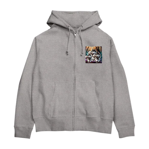 シベリアンハスキー犬 Zip Hoodie