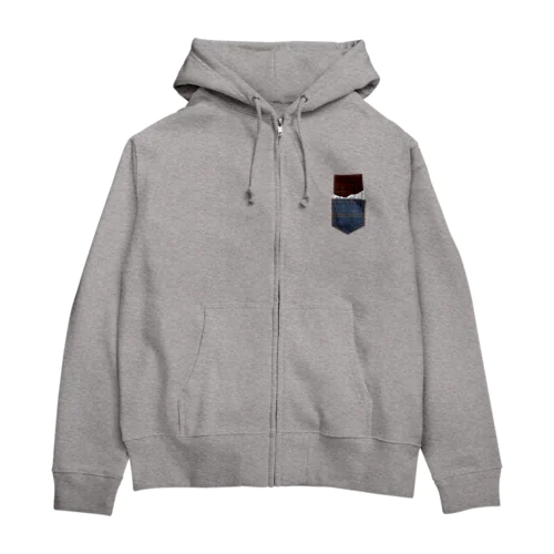 チョコレートインデニムポケット Zip Hoodie