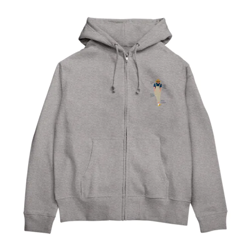 麦わらの青年にアイテムロゴをそえて Zip Hoodie