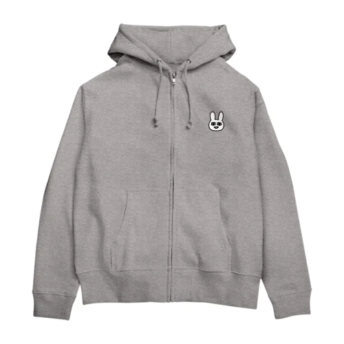 poker face rabbit（ワンポイント） Zip Hoodie