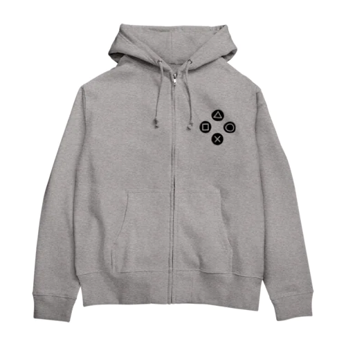 ゲームコントローラーボタン風　ー両面ﾌﾟﾘﾝﾄ Zip Hoodie