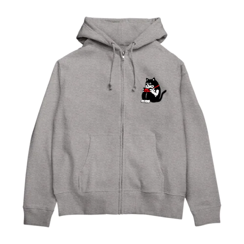  猫背ゲーマー Zip Hoodie