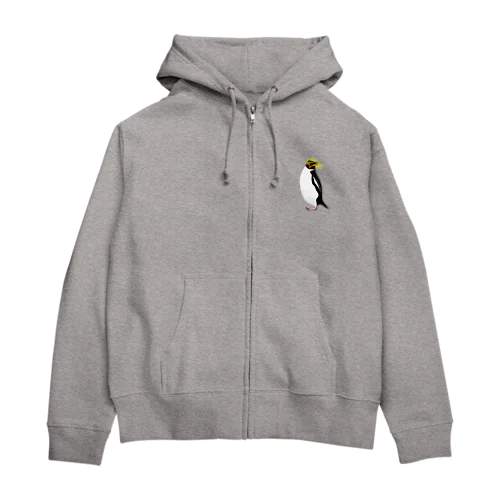 　風に吹かれるイワトビペンギンさん(文字無しバージョン Zip Hoodie