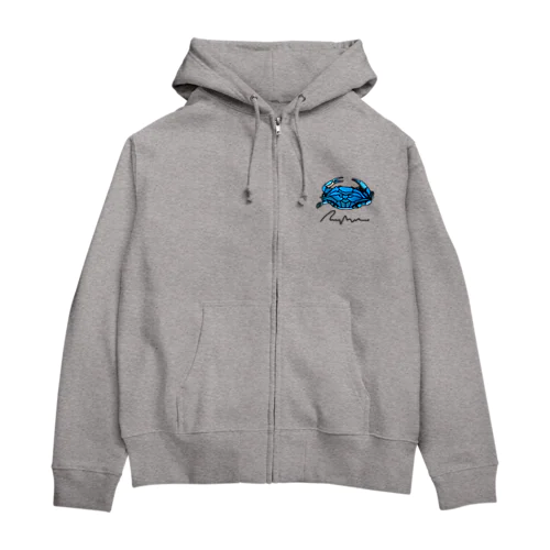かしわぎ：蟹フェイクブランド・青 Zip Hoodie