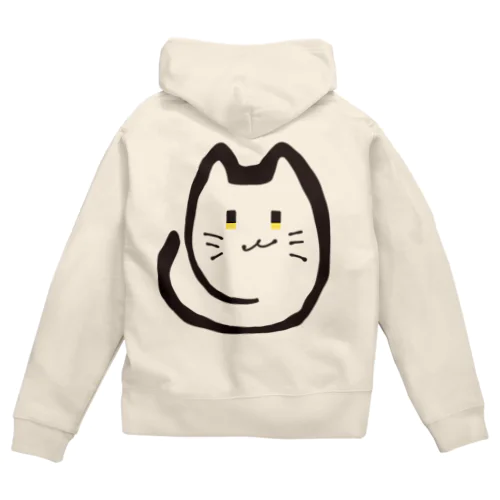 ゆる線三色にゃんこと黒にゃんこ　ωな微笑み Zip Hoodie