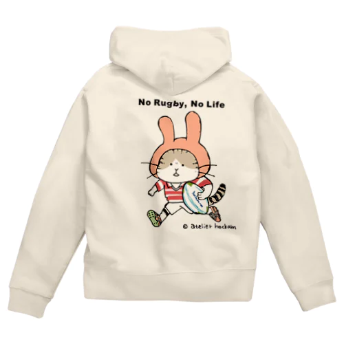 ラグビーねこ・うさぎかぶりver Zip Hoodie