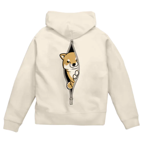 ジッパーから挨拶するシャイな柴犬（赤柴） Zip Hoodie