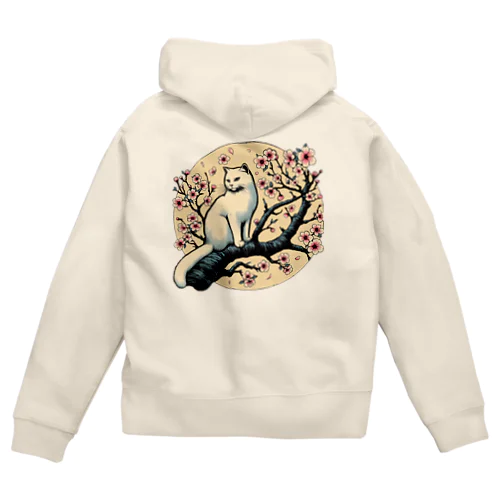 猫LOVE items 白猫　桜 Zip Hoodie