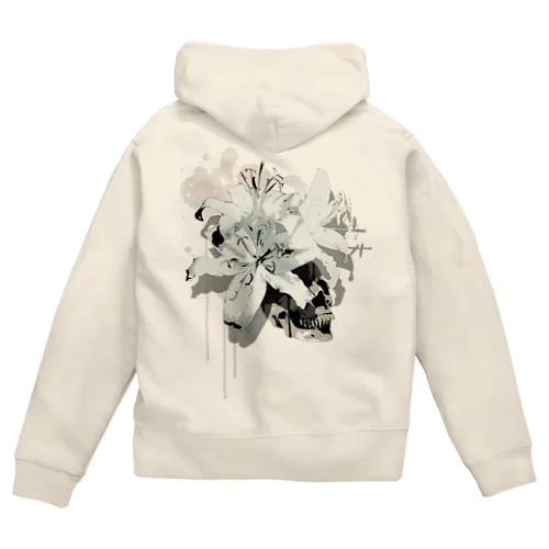 Lily Skull [White] ジップパーカー