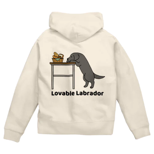 lovableラブ黒（背面） Zip Hoodie