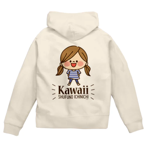 かわいい主婦の1日 ドーン柄 Zip Hoodie