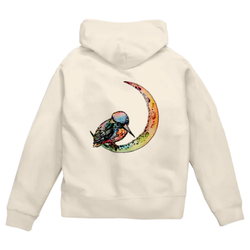 Kingfisher on the moon【colorful】 Zip Hoodie