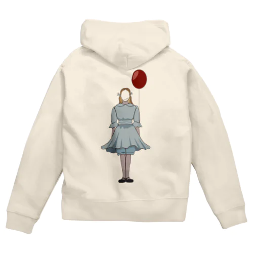 風船と女の子 Zip Hoodie