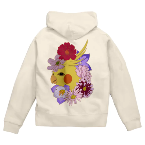 インコと花 Zip Hoodie