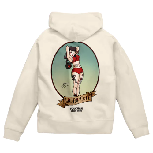 オールドスクールタトゥー風トレーニーちゃん Zip Hoodie