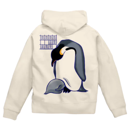 解説「おっとこれは振り穴ですね」ペンギン編 Zip Hoodie