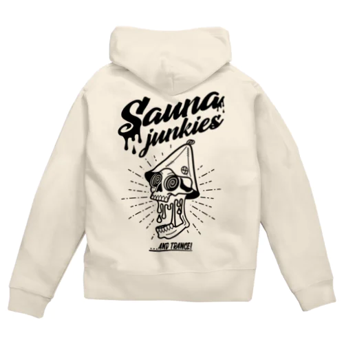 メルティー・スカル（黒プリント） Zip Hoodie