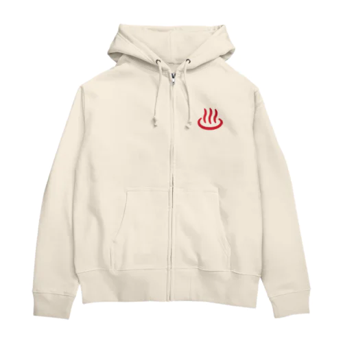 温泉マーク（赤） Zip Hoodie