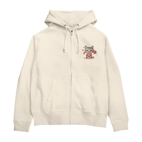 くつろぎ猫（ハート） Zip Hoodie