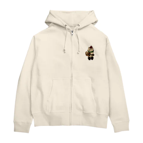 背景付きのくまさん茶 Zip Hoodie