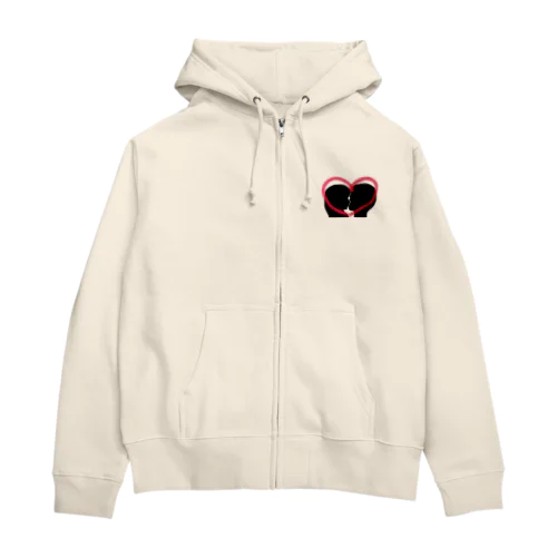 Silhouette of kiss with heart♥① Zip Hoodie