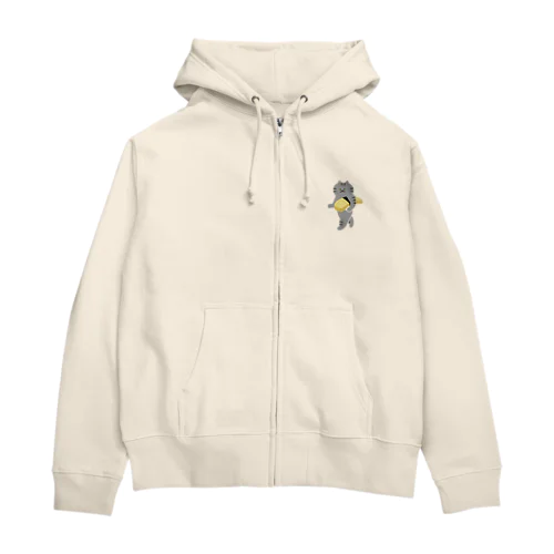 【小】玉子の握り寿司をのんびり運ぶねこ Zip Hoodie