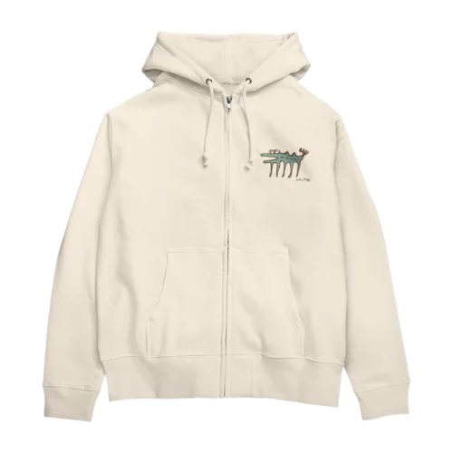 伝説の謎の変な生物。茶×青 Zip Hoodie