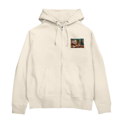 「弾き語りをするパンダ」グッズ Zip Hoodie