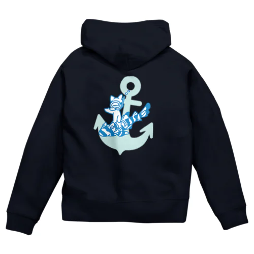 ネコザメとネコの海遊び Zip Hoodie