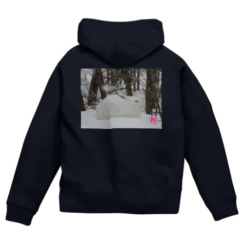 【雪の中のユキウサギ】 Zip Hoodie