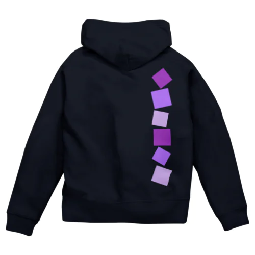 紫色の四角形 Zip Hoodie