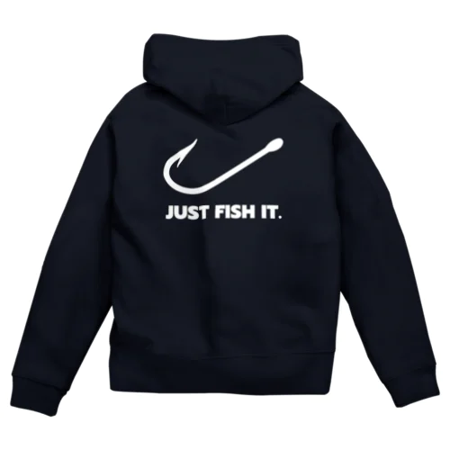 JUST FISH IT (白) Zip Hoodie