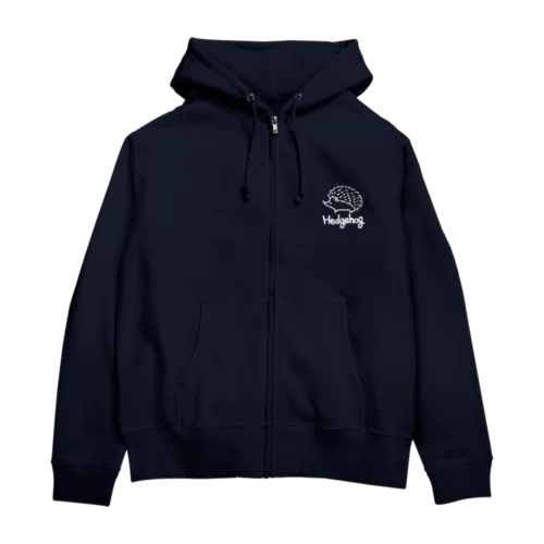 ハリネズミ　白 Zip Hoodie