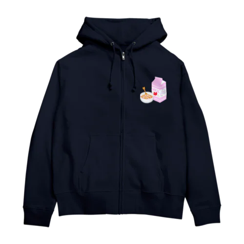 猫いちごミルク＆コーンフレーク Zip Hoodie