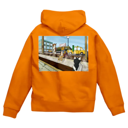 温泉街のネコ Zip Hoodie