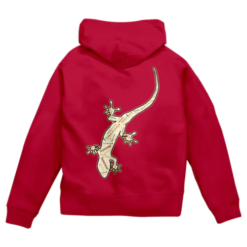 Japanese gecko(ニホンヤモリ)　英語デザイン Zip Hoodie