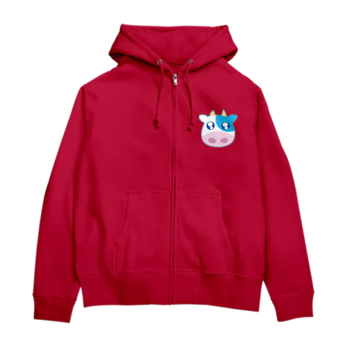 うるうるおめめのうしさん（フチあり） Zip Hoodie