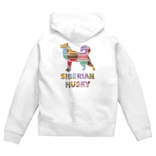 シベリアン ハスキー　マカロン Zip Hoodie