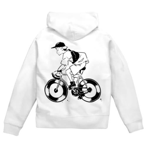 ピストバイクでポタリング Zip Hoodie