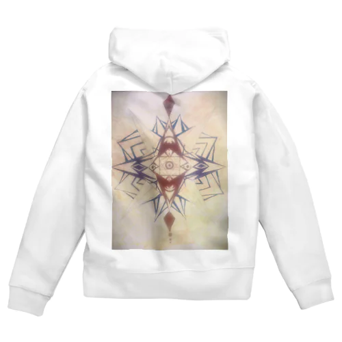 クリアブロック tattoo風イラストデザイン Zip Hoodie