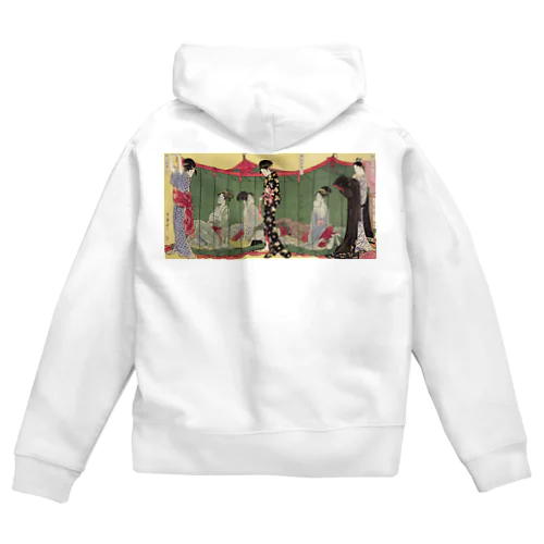 日本画　浮世絵　喜多川歌麿_婦人泊り客の図 Zip Hoodie