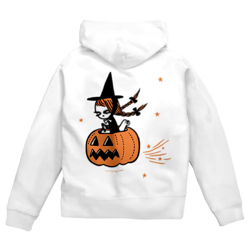 The Pumpkin Riding Witch Zip Hoodie