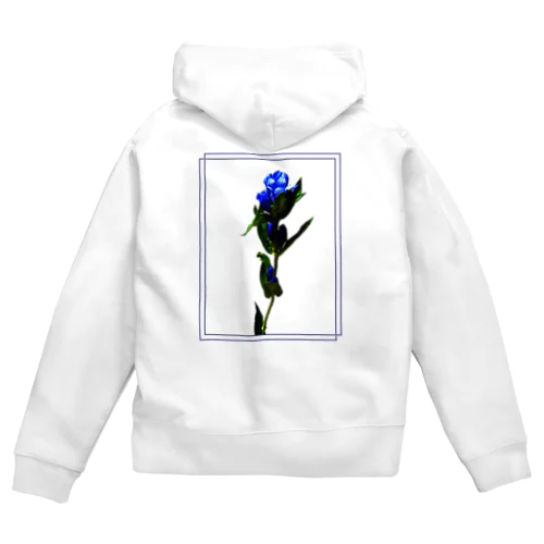 リンドウ プリント Zip Hoodie